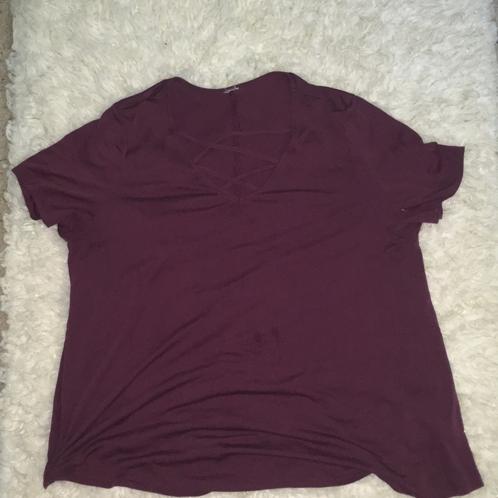 Maroon shirt, open front
